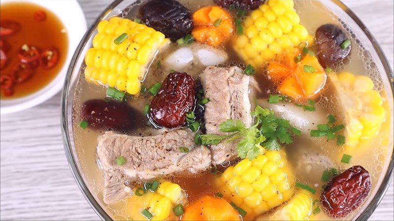 Pork rib soup with mushrooms