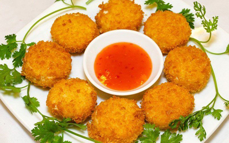 Crispy fried soft tofu vegetarian