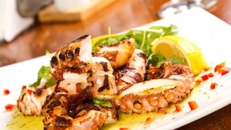 Grilled octopus with chili salt