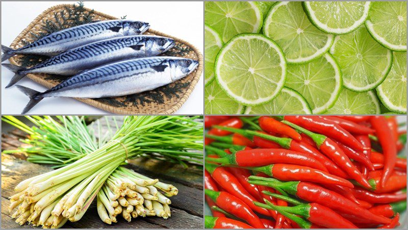 Ingredients for 2 ways to make steamed saba fish