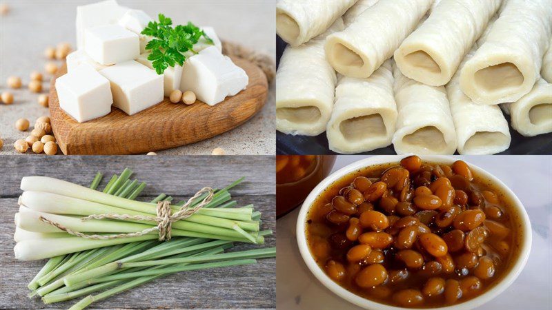 Ingredients for stir-fried vegetarian shrimp paste dish