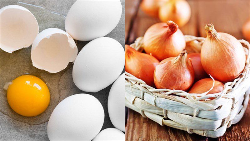 Ingredients for the dish fried eggs with onions