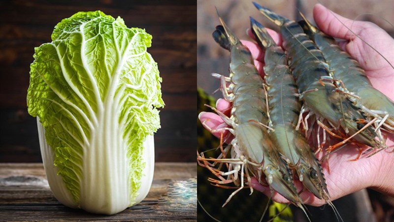 Ingredients for stir-fried napa cabbage with shrimp