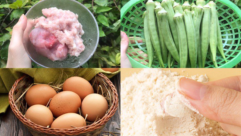 Ingredients for fried stuffed okra