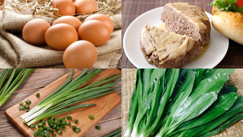 Ingredients for fried egg pâté dish