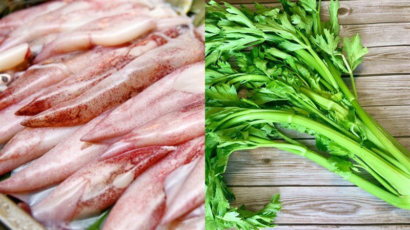 Ingredients for stir-fried squid with celery