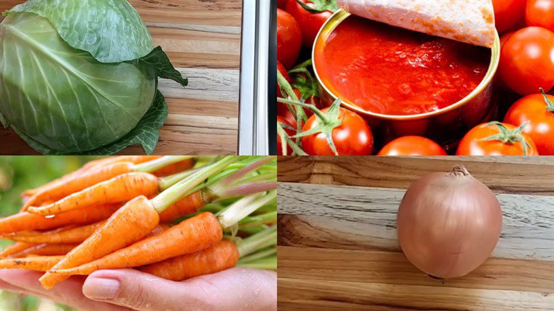 Ingredients for cabbage tomato soup