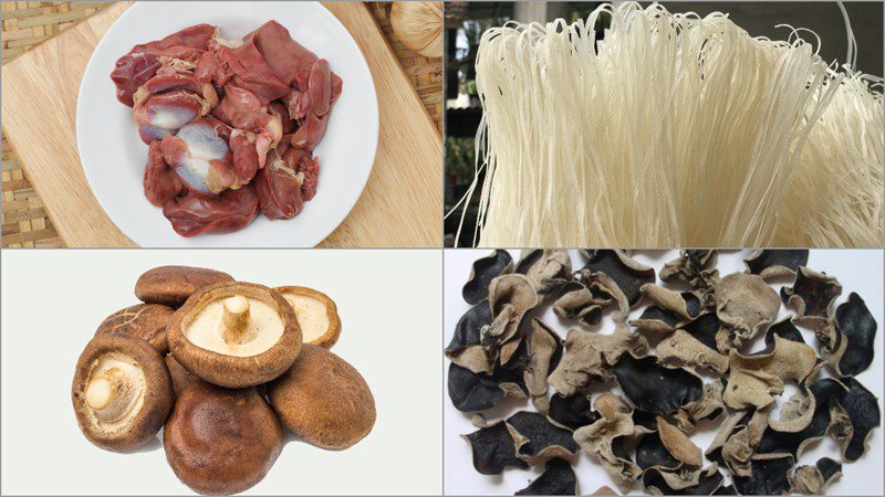 Ingredients and cooking method for chicken offal noodle soup