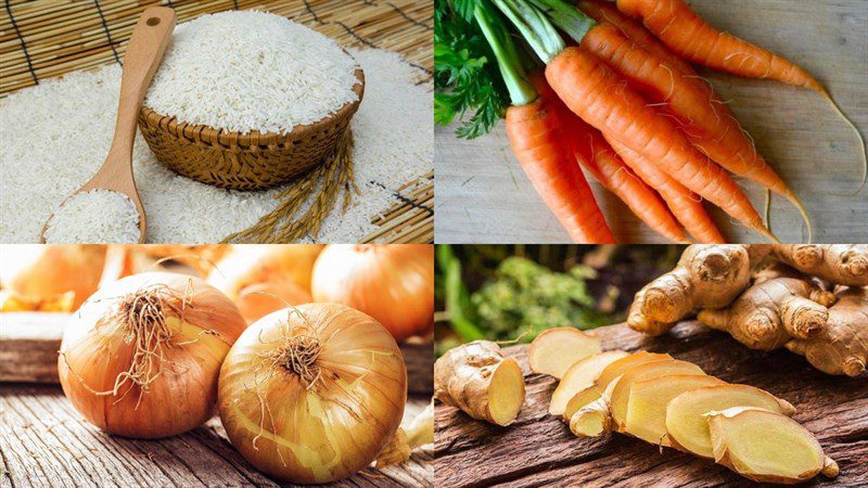 Ingredients for carrot ginger soup