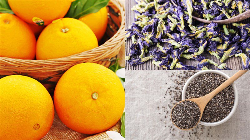 Ingredients for chia seed orange juice