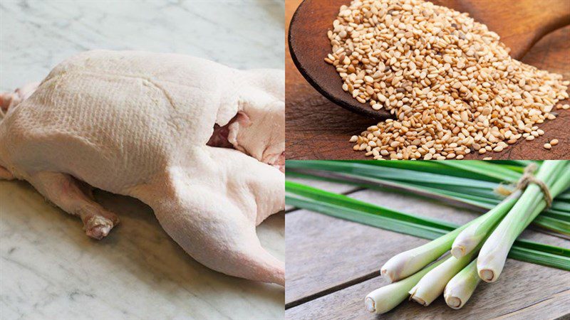 Ingredients for dish 2 ways to make fried duck with fish sauce and fried sesame