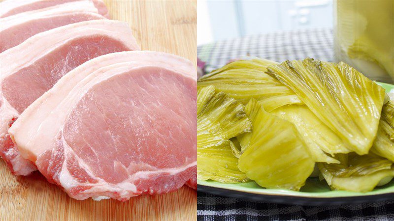 Ingredients for stir-fried pork with sour vegetables (fermented vegetables)