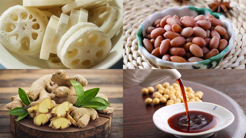 Ingredients for stir-fried lotus root dish