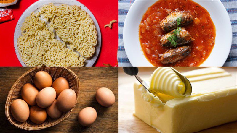 Ingredients for the dish 2 ways to make fried instant noodles with canned fish