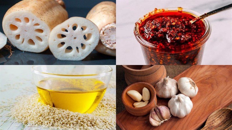 Ingredients for stir-fried lotus root dish