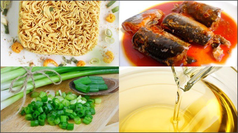 Ingredients for the dish 2 ways to make instant noodles stir-fried with canned fish