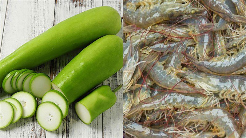 Ingredients for stir-fried gourd with fresh shrimp