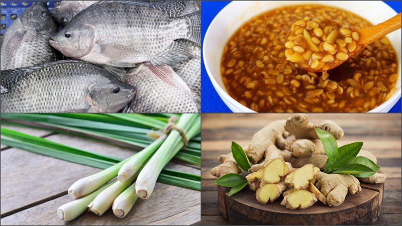 Ingredients for braised snakehead fish with fermented soybeans