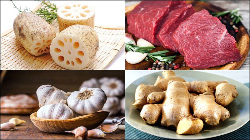 Ingredients for stir-fried lotus root dish