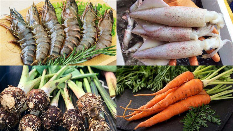 Ingredients for boiled vegetable rolls