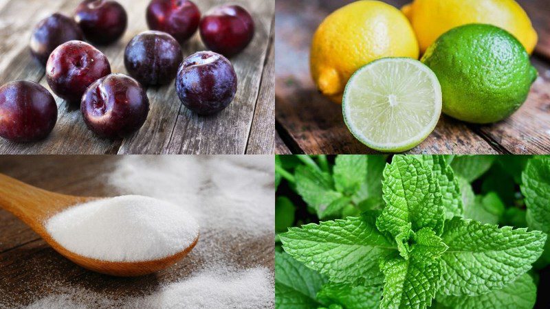 Ingredients for plum mojito