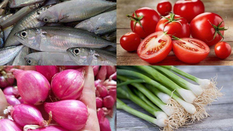 Ingredients for mackerel fish in tomato sauce