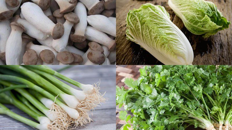 Ingredients for stir-fried napa cabbage with chicken leg mushrooms