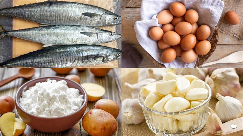 Ingredients for steamed mackerel cake dish