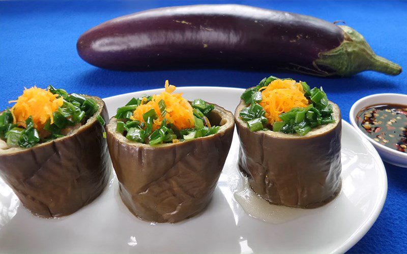 Stuffed eggplant steamed