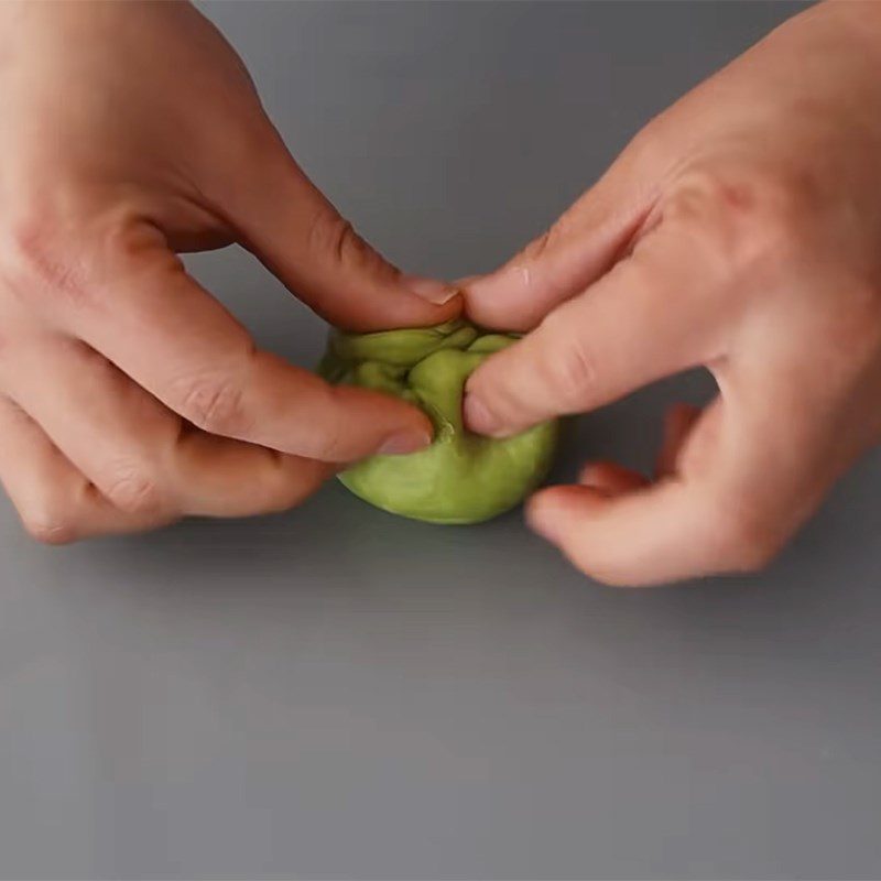 Step 4 Dough dividing and second proofing Green tea papparoti