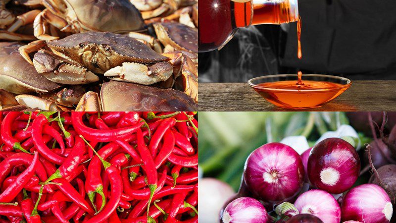 Ingredients for steamed crab with fish sauce