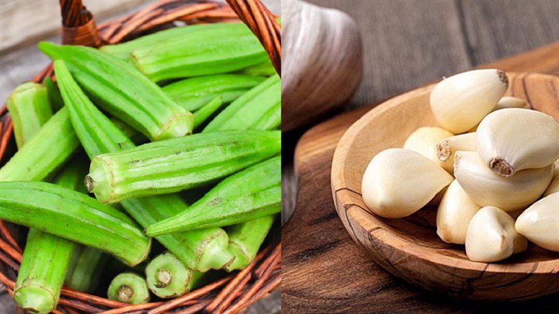 Ingredients for stir-fried okra with garlic