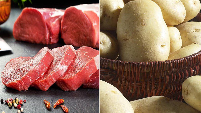 Ingredients for the dish 2 ways to make stir-fried beef with potatoes