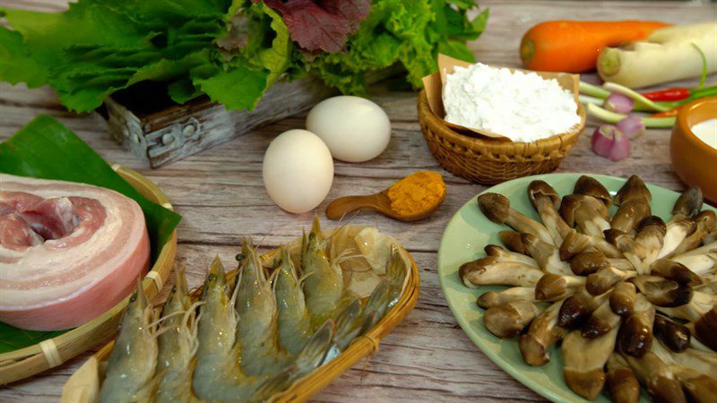 Ingredients for the dish of morchella pancakes