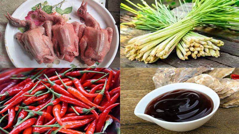 Ingredients for stir-fried pigeon with lemongrass and chili