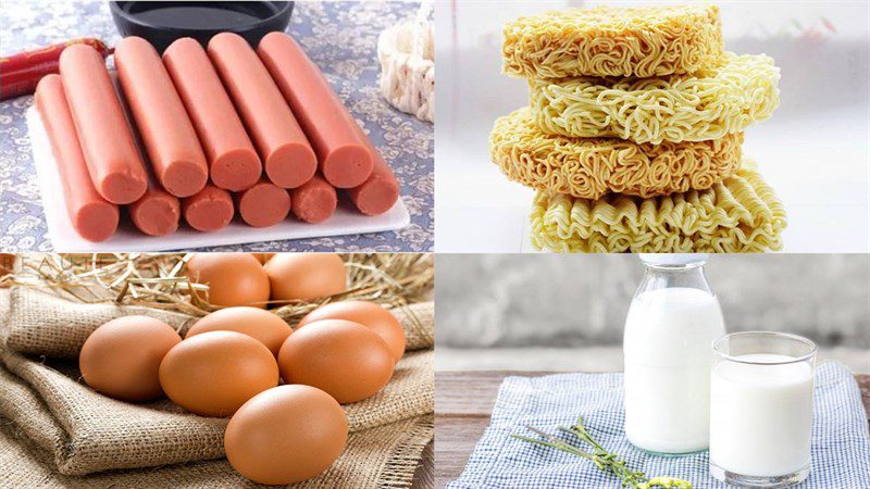 Ingredients for fried instant noodle sausage