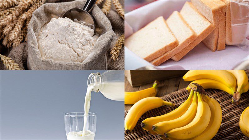 Ingredients for the baked banana cake using a rice cooker