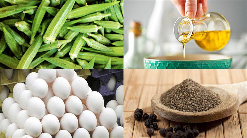 Ingredients for the stir-fried okra with eggs dish