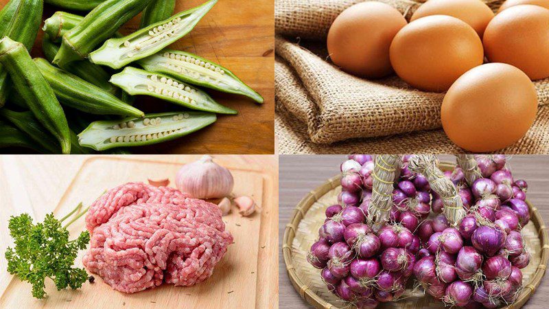 Ingredients for steamed okra dish