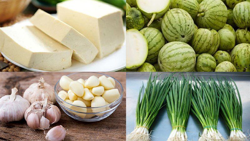 Ingredients for braised tofu and young watermelon