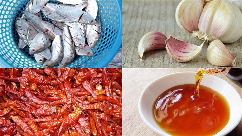 Ingredients for garlic and chili fried sardines