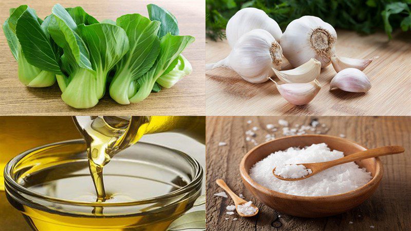 Ingredients for garlic bok choy stir-fry