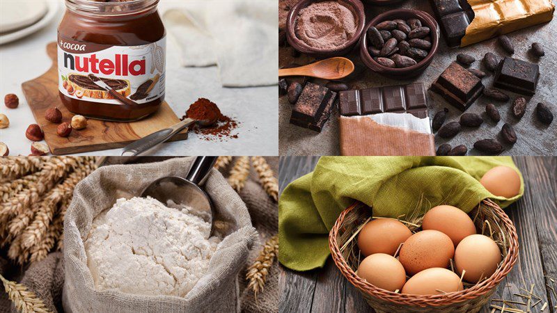 Ingredients for chocolate brownie dish using rice cooker