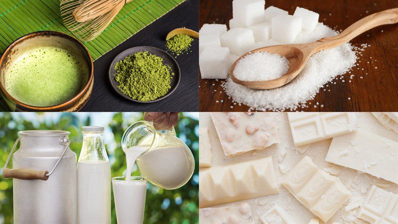 Nguyên liệu món ăn sữa matcha, sữa matcha đậu đỏ