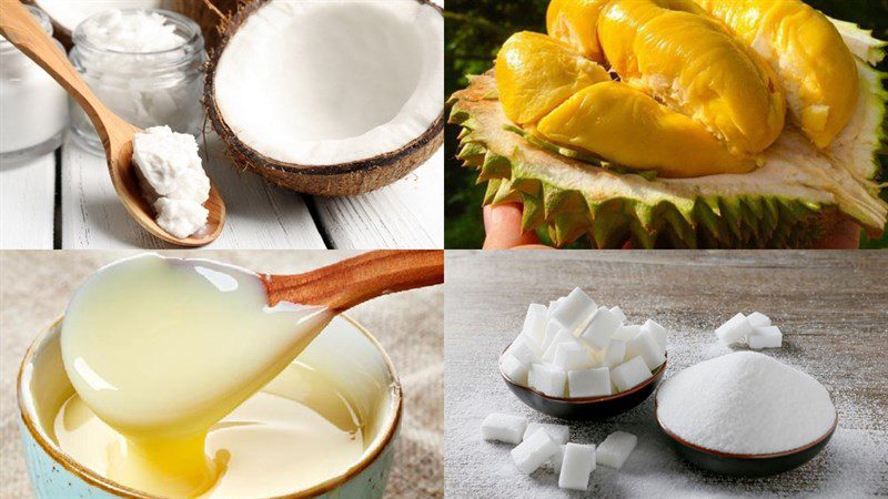 Ingredients for the mooncake with durian coconut filling using an air fryer