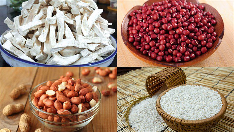 Ingredients for the dish of dried sweet potatoes with red beans