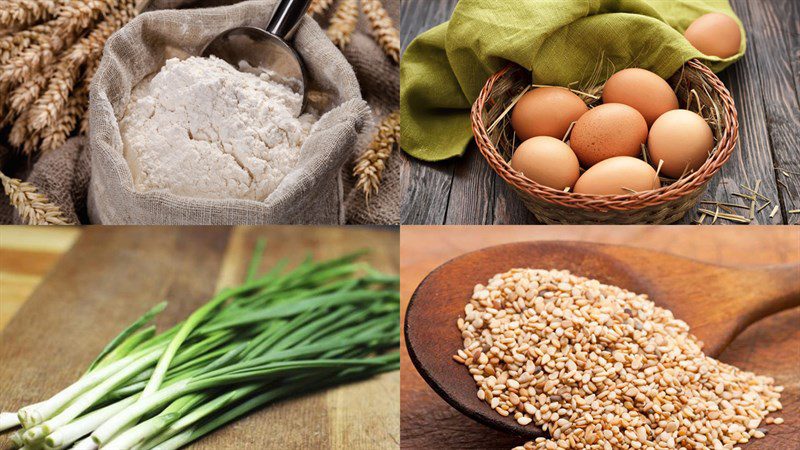 Ingredients for sesame onion cookies