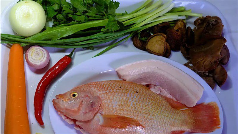 Ingredients for the dish 2 ways to make steamed red tilapia in Thai style and steamed red tilapia with five spices