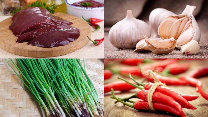 Ingredients for garlic stir-fried liver dish