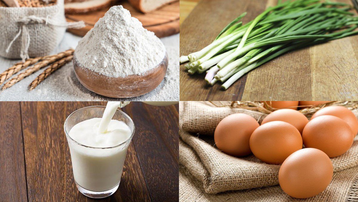 Ingredients for fried flour pancake dish